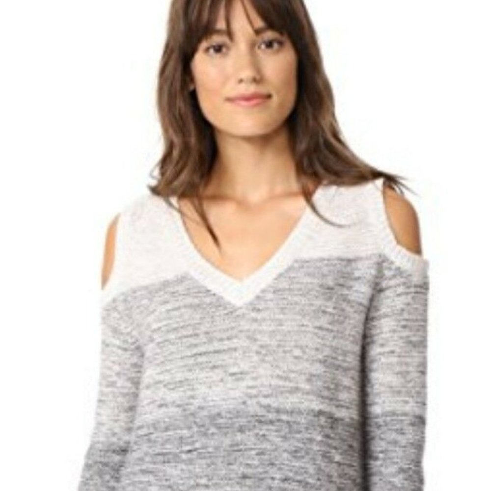 NWT $148 Rebecca Minkoff Page Cold Shoulder Sweater Grey Ombre Sz XS